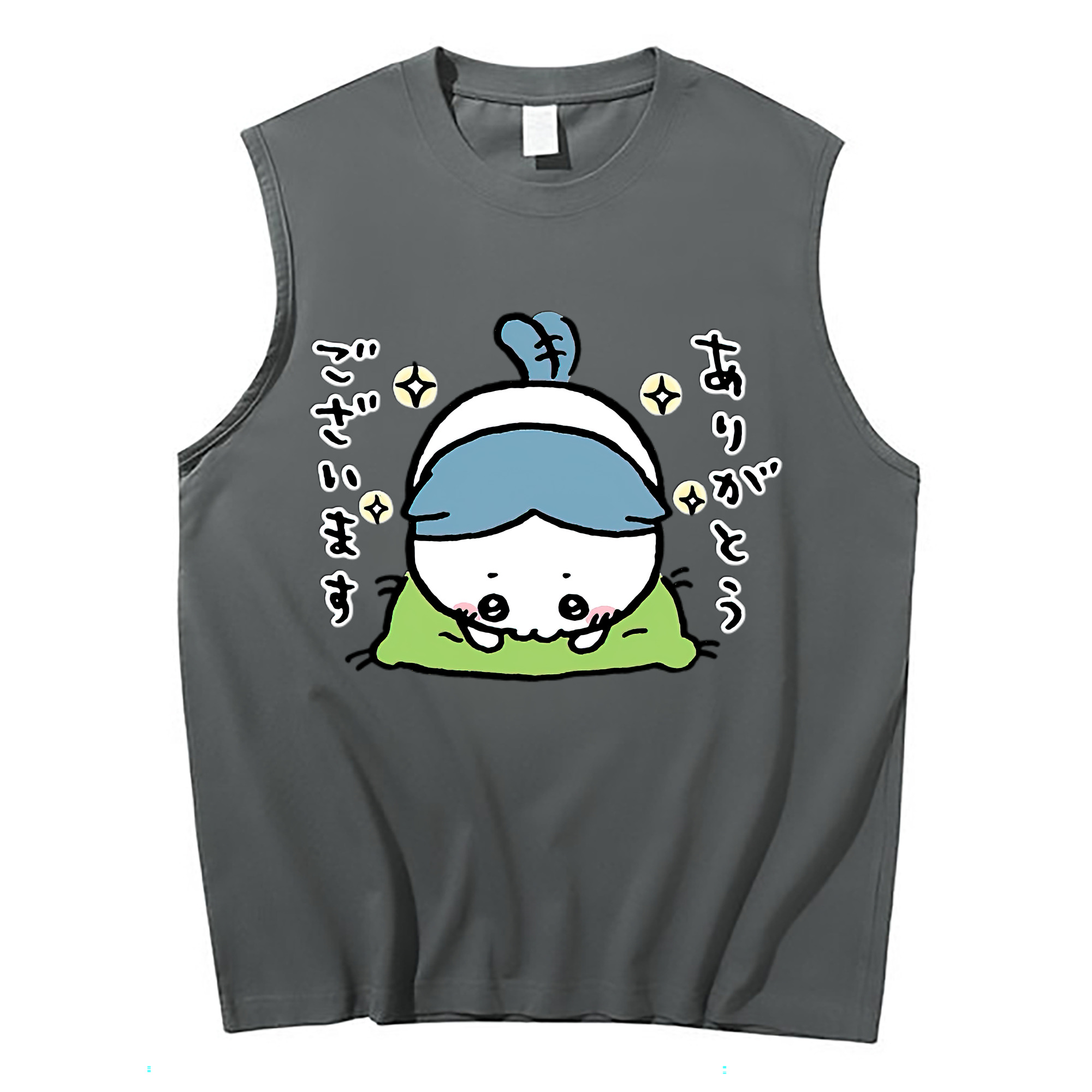 （画像用） ちいかわ ハチワレ Chii-kawa hachiware コットン100％タンクトップ（フロントプリント）